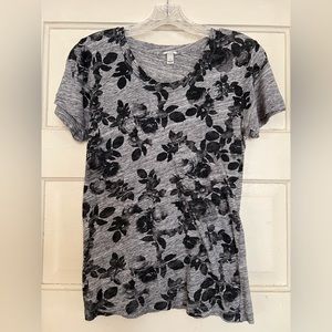JCREW cotton modal printed t-shirt, black roses